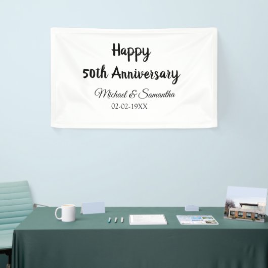 Happy 50th Anniversary Voeg paar naam datum bruilo Spandoek (Beurs)