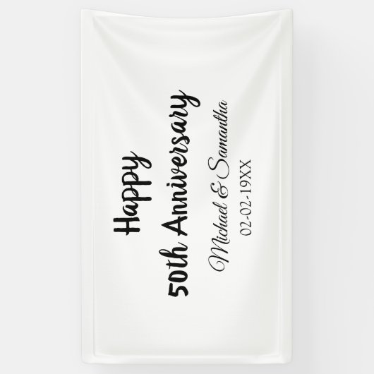 Happy 50th Anniversary Voeg paar naam datum bruilo Spandoek (Verticaal)