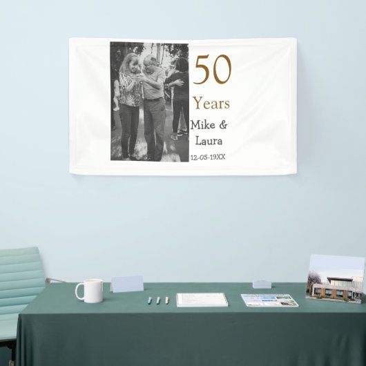 Happy 50th Anniversary Voeg paar naam datum bruilo Spandoek (Beurs)