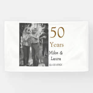 Happy 50th Anniversary Voeg paar naam datum bruilo Spandoek