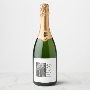 Happy 50th Anniversary Voeg paar naam datum bruilo Sparkling Wijnetiket