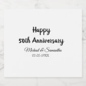 Happy 50th Anniversary Voeg paar naam datum bruilo Sparkling Wijnetiket (Enkel label)