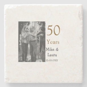 Happy 50th Anniversary Voeg paar naam datum bruilo Stenen Onderzetter