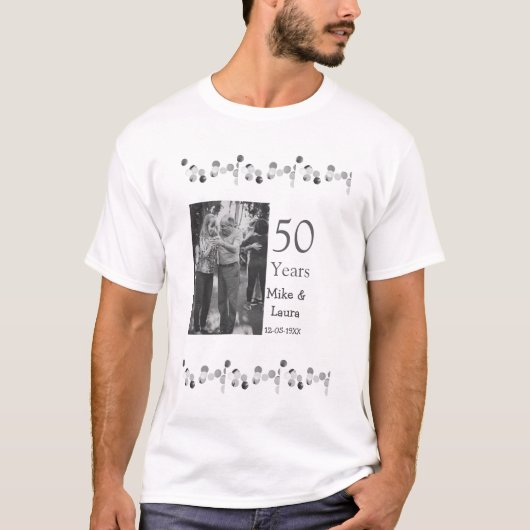 Happy 50th Anniversary Voeg paar naam datum bruilo T-shirt (Voorkant)