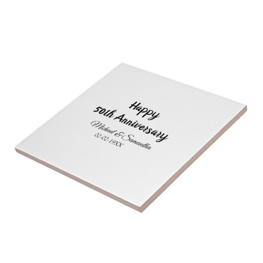 Happy 50th Anniversary Voeg paar naam datum bruilo Tegeltje (Zijkant)