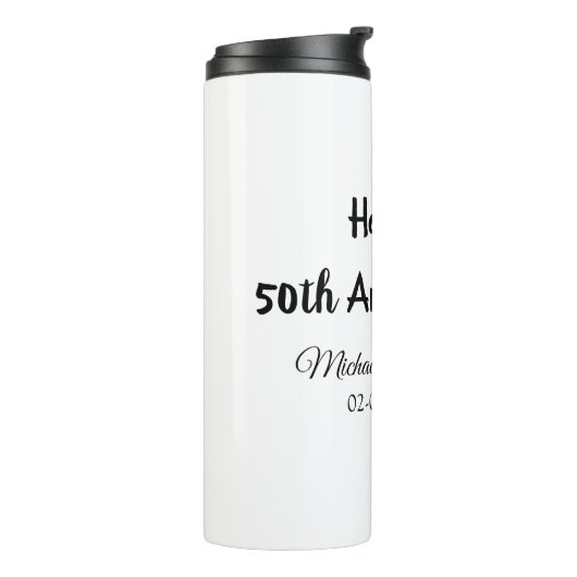 Happy 50th Anniversary Voeg paar naam datum bruilo Thermosbeker (Gedraaid links)