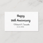 Happy 50th Anniversary Voeg paar naam datum bruilo Visitekaartje (Achterkant)