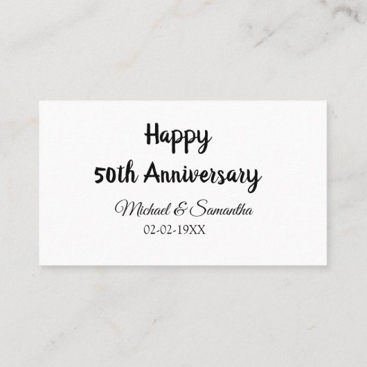 Happy 50th Anniversary Voeg paar naam datum bruilo Visitekaartje (Achterkant)
