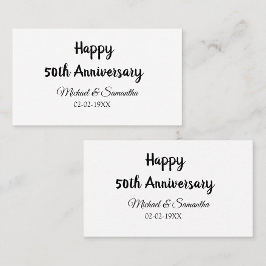 Happy 50th Anniversary Voeg paar naam datum bruilo Visitekaartje (Voorkant / Achterkant)