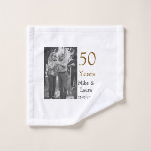 Happy 50th Anniversary Voeg paar naam datum bruilo Washandje