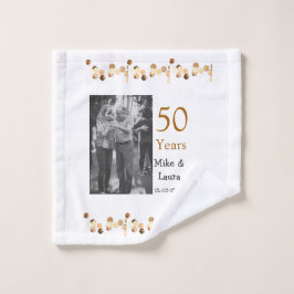 Happy 50th Anniversary Voeg paar naam datum bruilo Washandje