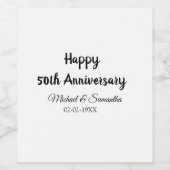 Happy 50th Anniversary Voeg paar naam datum bruilo Wijn Etiket (Enkel label)