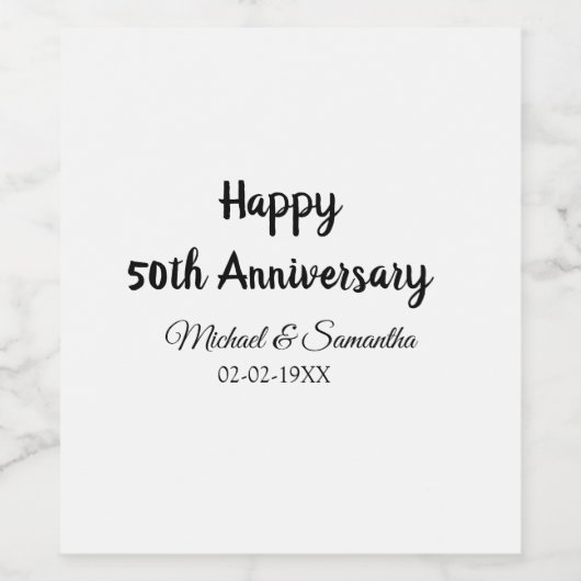 Happy 50th Anniversary Voeg paar naam datum bruilo Wijn Etiket (Enkel label)
