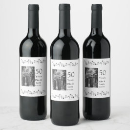 Happy 50th Anniversary Voeg paar naam datum bruilo Wijn Etiket