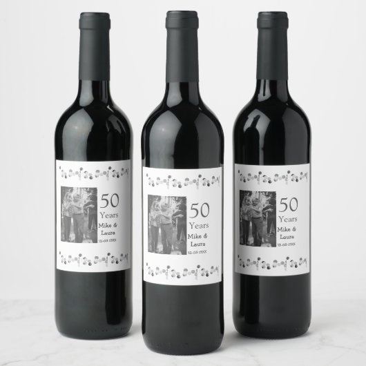 Happy 50th Anniversary Voeg paar naam datum bruilo Wijn Etiket (Flessen)