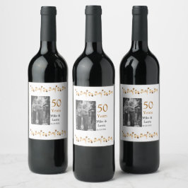 Happy 50th Anniversary Voeg paar naam datum bruilo Wijn Etiket
