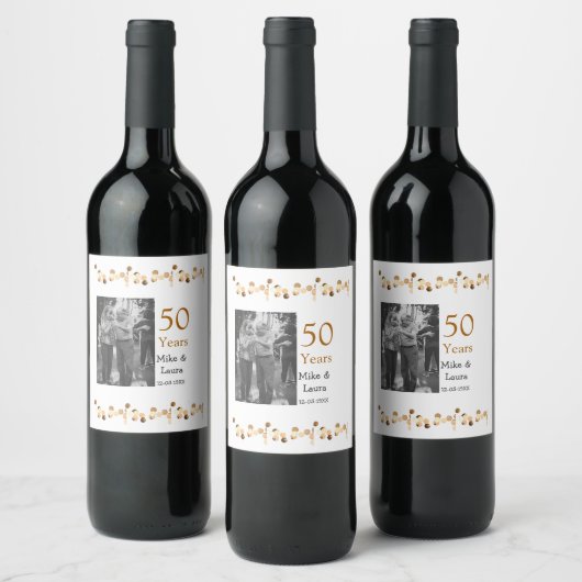 Happy 50th Anniversary Voeg paar naam datum bruilo Wijn Etiket (Flessen)