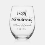Happy 50th Anniversary Voeg paar naam datum bruilo Wijnglas Zonder Voet<br><div class="desc">ontwerp</div>