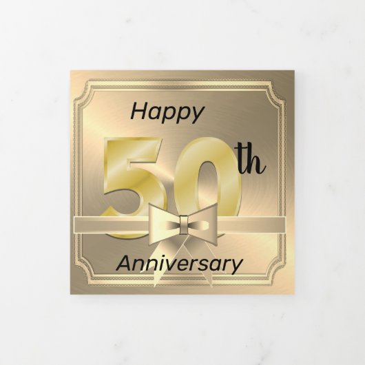 Happy 50th AnniversaryTri Fold Fotokaart Drieluik Wenskaart (Cover)