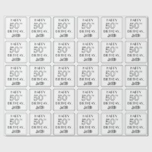 HAPPY 50TH BIRTHDAY; Art Deco Style; aangepaste na Cadeaupapier