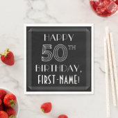 HAPPY 50TH BIRTHDAY; Art Deco Style; aangepaste na Servet (Insitu)