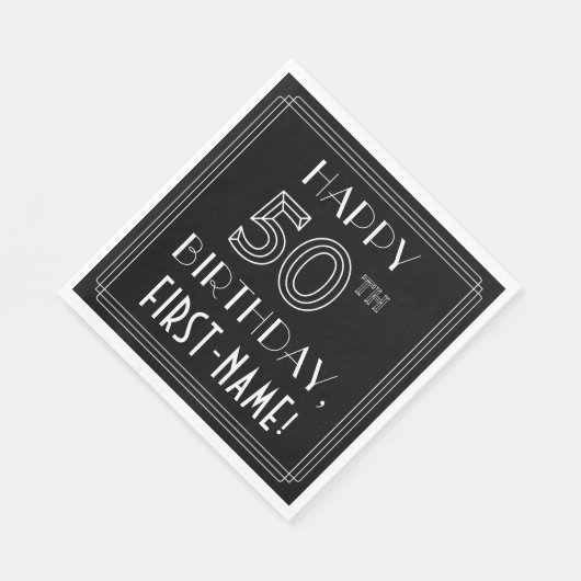 HAPPY 50TH BIRTHDAY; Art Deco Style; aangepaste na Servet (Hoek)