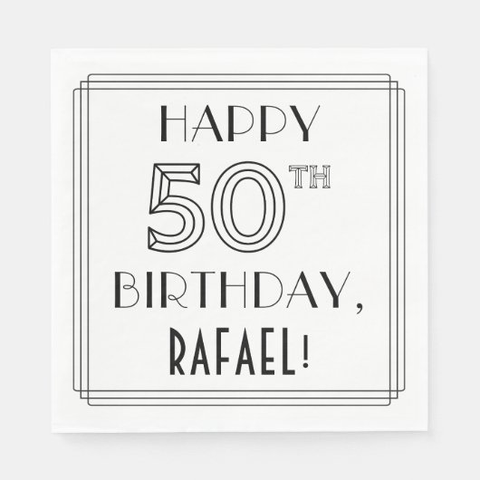 HAPPY 50TH BIRTHDAY; Art Deco Style; aangepaste na Servet (Voorkant)