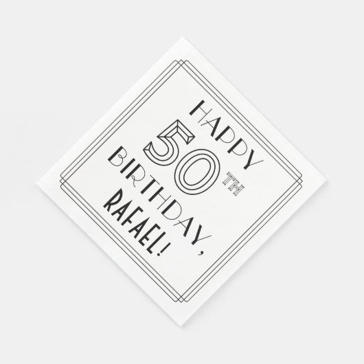 HAPPY 50TH BIRTHDAY; Art Deco Style; aangepaste na Servet (Hoek)