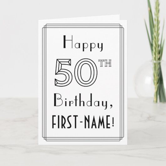 Happy 50th Birthday, Art Deco Style met aangepaste Kaart (Voorkant)