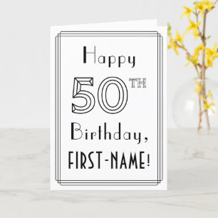 Happy 50th Birthday, Art Deco Style met aangepaste Kaart