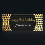Happy 50th Birthday Banner Black en Gold Glitter<br><div class="desc">Fijne 50ste verjaardag banner voor vrouwen of man. Banner van het Zwarte en Gold Glitter Birthday Party. Glitter Confetti. Zwarte en witte strepen. Afdrukbaar digitaal. Voor verdere aanpassing,  te klikken gelieve de knoop "van de Aanpassing het"en ons ontwerphulpmiddel te gebruiken om deze sjabloon te wijzigen.</div>