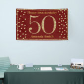 Happy 50th Birthday Banner Burgundy Red Gold (Beurs)