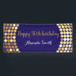 Happy 50th Birthday Banner Navy Blue Gold Glitter<br><div class="desc">Fijne 50ste verjaardag banner voor vrouwen of man. Navy Blue en Gold Glitter Birthday Party Banner. Glitter Confetti. Zwarte en witte strepen. Afdrukbaar digitaal. Voor verdere aanpassing,  te klikken gelieve de knoop "van de Aanpassing het"en ons ontwerphulpmiddel te gebruiken om deze sjabloon te wijzigen.</div>