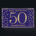 Happy 50th Birthday Banner Navy Blue Gold Glitter<br><div class="desc">Fijne 50ste verjaardag Banner Navy Blue en Gold Glitter Confetti. Afdrukbaar digitaal. Voor verdere aanpassing,  te klikken gelieve de knoop "van de Aanpassing het"en ons ontwerphulpmiddel te gebruiken om deze sjabloon te wijzigen.</div>