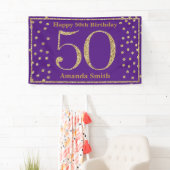 Happy 50th Birthday Banner Paars en Gold Glitter (Insitu)