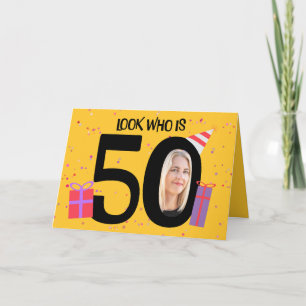 Happy 50th Birthday Big 50 Afbeelding Lijst Feestdagen Kaart