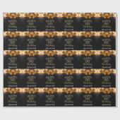 Happy 50th Birthday Black en Gold Glitter Cadeaupapier (Vlak)
