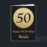 Happy 50th Birthday Black en Gold Glitter Card Kaart<br><div class="desc">Fijne 50ste verjaardag zwarte en Gold Glitter Card met persoonlijke naam.Klik voor verdere aanpassingen op de knop "Aanpassen" en gebruik onze ontwerptool om deze sjabloon te wijzigen.</div>