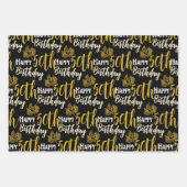 Happy 50th Birthday Black Gold Foliage Photo Inpakpapier Vel (Voorkant 3)