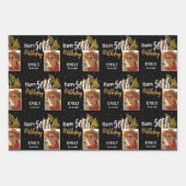 Happy 50th Birthday Black Gold Foliage Photo Inpakpapier Vel (Voorkant 2)