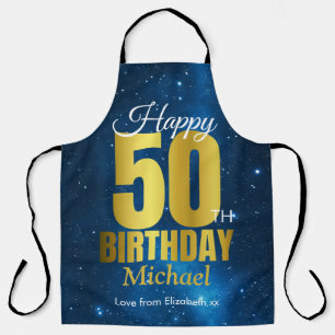 Happy 50th Birthday Blue Gold Schort