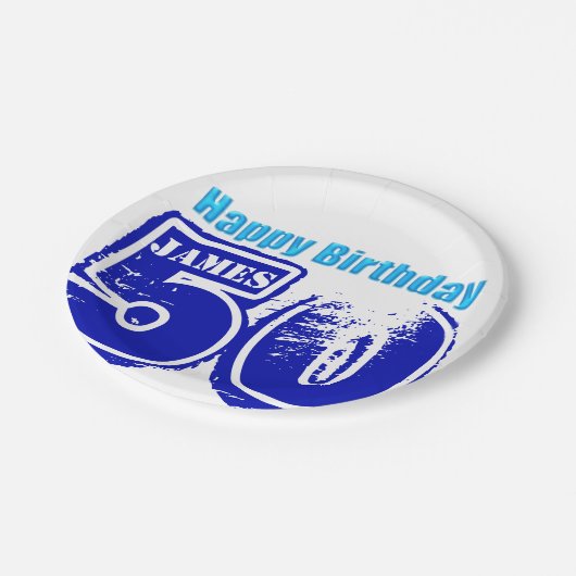Happy 50th Birthday - Borden voor gepersonaliseerd Papieren Bordje (Gekanteld)