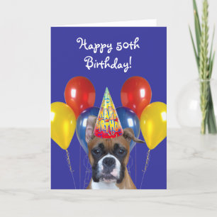 Happy 50th Birthday Boxer Dog greeting card Kaart