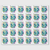 Happy 50th Birthday Cadeaupapier (Vlak)