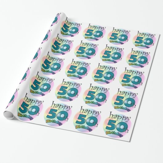 Happy 50th Birthday Cadeaupapier (Uitgerold)