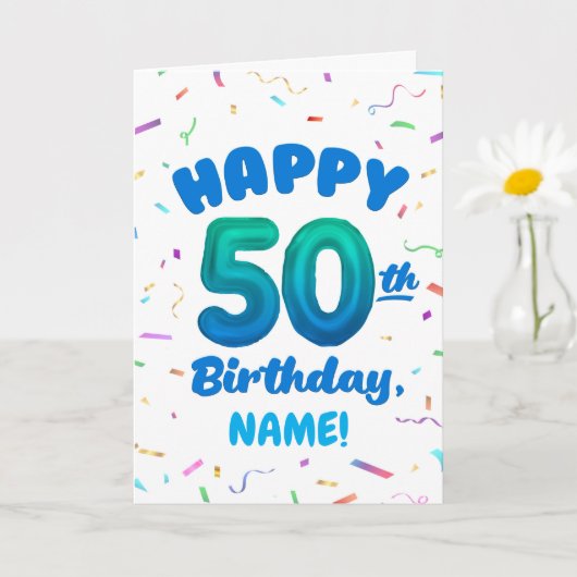 Happy 50th Birthday Card with Custom Name Kaart (Kleine Plant)