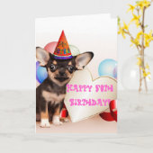 Happy 50th Birthday Chihuahua greeting card Kaart (Gele Bloem)