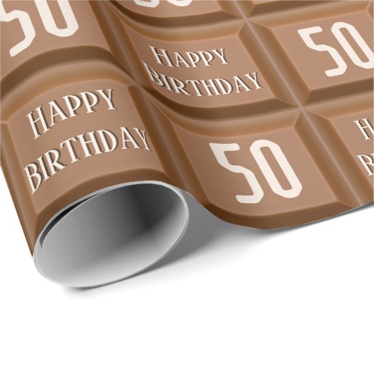 Happy 50th Birthday Chocolate Snoep Bar Cadeaupapier (Rol Hoek)