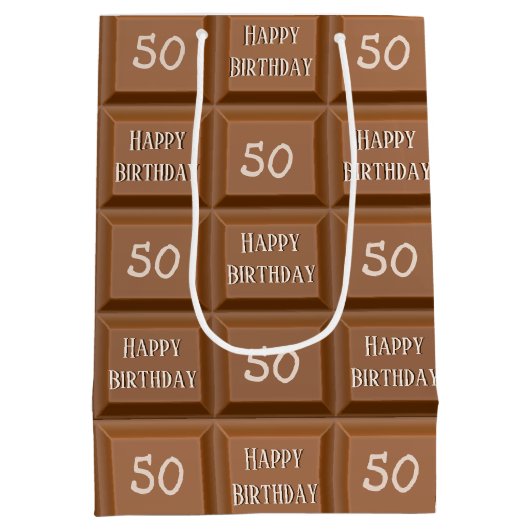 Happy 50th Birthday Chocolate Snoep Bar Medium Cadeauzakje (Achterkant)