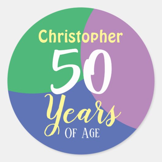 Happy 50th Birthday Classic Round Sticker (Voorkant)